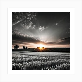 Sunset Over A Wheat Field 15 Art Print