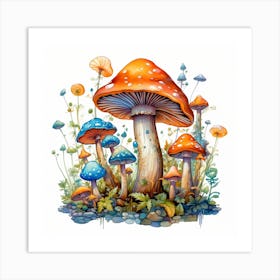 Mushrooms In The Meadow 7 Art Print