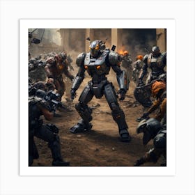 Futuristic Robot War 2 Art Print