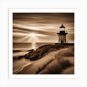 Lighthouse At Sunset 33 Art Print