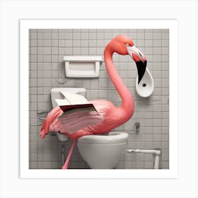 Toilet Flamingo Art Print