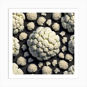 Cauliflowers On A Black Background Art Print