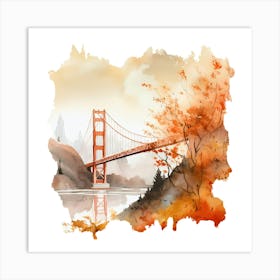 Golden Gate Bridge Watercolor Painting Art Print