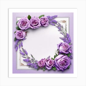 Lavender Roses Frame 1 Art Print