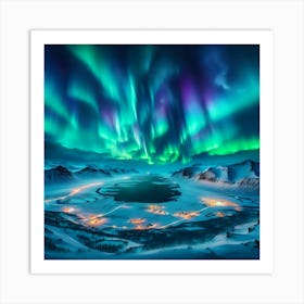 Aurora Over Snowy Peaks17 Art Print