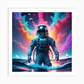 Astronaut In Seas 2 Art Print