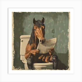 Horse Reading Newspaper 5 Art Print