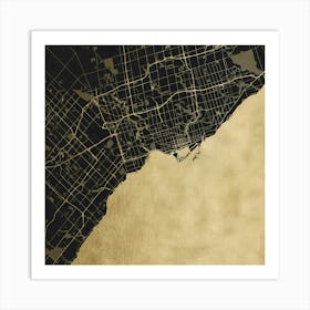 Toronto Street Map Black and Gold Art Print