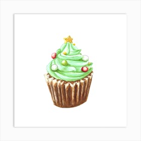 Christmas Tree Cupcake Art Print