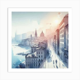 Watercolor Of A City 7 Art Print