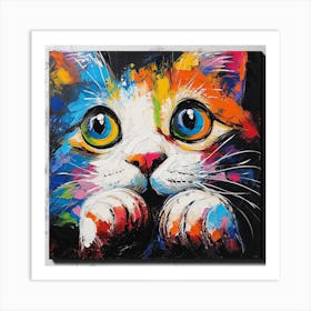 Colorful Cat Painting Art Print