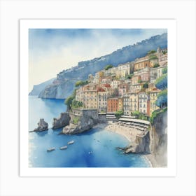 Sorrento Italy Blue Drawing Art Print Art Print