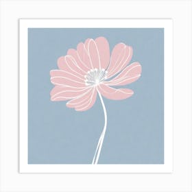 A White And Pink Flower In Minimalist Style Square Composition 682 Art Print