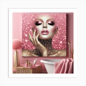 Glamorous glitter Bathroom 3pink Art Print