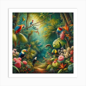 Atmospheric Rousseau-Inspired Jungle Canvas Print Art Print