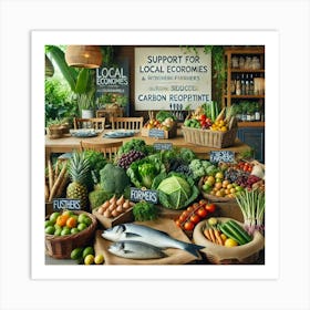 A Scene Showcasing Locally Sourced Ingredients For Art Print