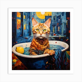 Bathtub Cat 1 Art Print