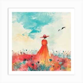 Woman In Red Dress 3 Art Print