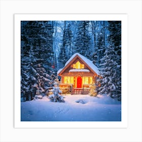 Firefly Magical Christmas House At The Snowy Forest Edge 39273 1 Art Print