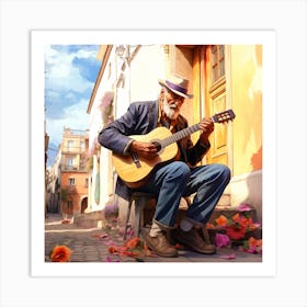 Old Man Playing Guitar 3 Art Print