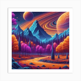 Psychedelic Landscape Painting Art Print