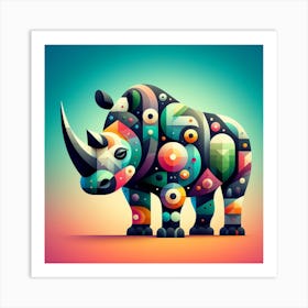 Geometric Art Rhinoceros 2 Art Print