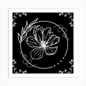 Floral Black & White Abstract Design Art Print