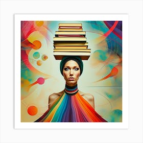 Surreal Books and Elegance in Artistic Motion Art Print