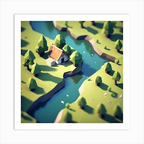 Low Poly House 2 Art Print