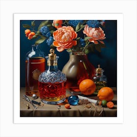 'Drinks And Flowers' Art Print