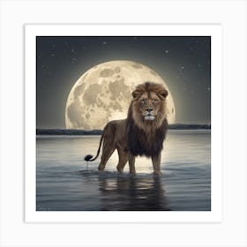 465268 Le Lion Boit De L’Eau Dans La Nature Avec Une Gran Xl 1024 V1 0 Art Print