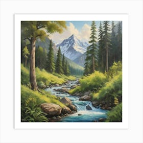 Mountain Stream Art Print Paintings Art Print