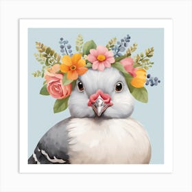 Floral Baby Pigeon Nursery Illustration (11) Art Print