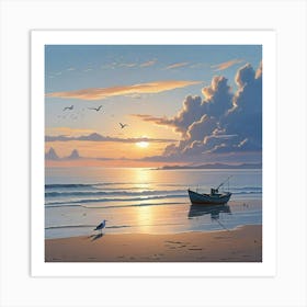 Ocean Sunset Beach Art Print (8) Art Print