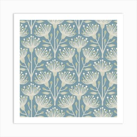 AUSTRALIAN EUCALYPTUS Floral Botanical in Light Blue Green White Art Print