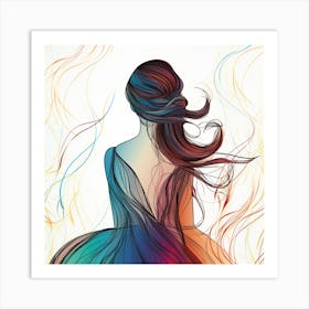 Girl With Long Hair Art Print