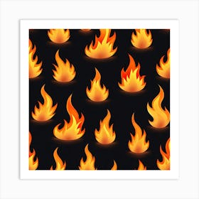 Flames On Black Background 14 Art Print