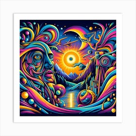 A Psychedelic Artwork In The Style Of Salvador Dali Art Print