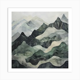 Japanese Watercolour Of Mount Haguro 4 Art Print
