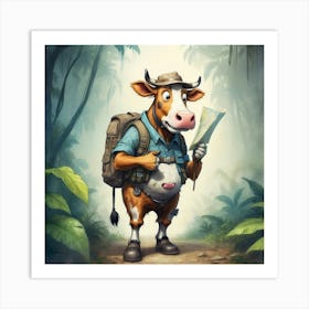 Cow In The Jungle Art Print