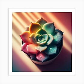 Rainbow Succulent 1 Art Print