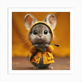 Cute Mouse In A Raincoat Art Print