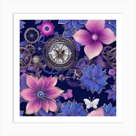 Steampunk Flowers Art Print