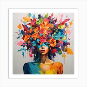 Colorful floral Woman Art Print