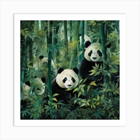 Panda Bears In The Bamboo Forest 1 Art Print