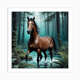 Horse In The Forest Art Print