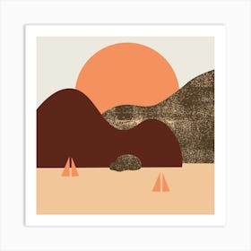  A Sunset Hues the Mountain Landscape Art Print