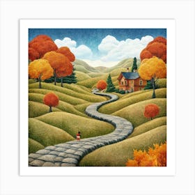 The Winding Road Home. In the middle of the meadows 12 Art Print