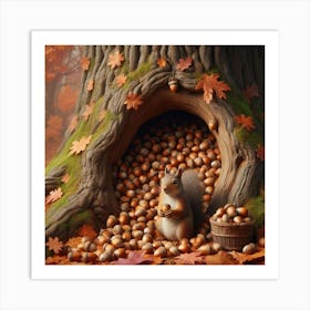 Squirrel In A Tree 1 Art Print