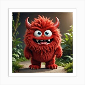 Red Monster With Horns Art Print